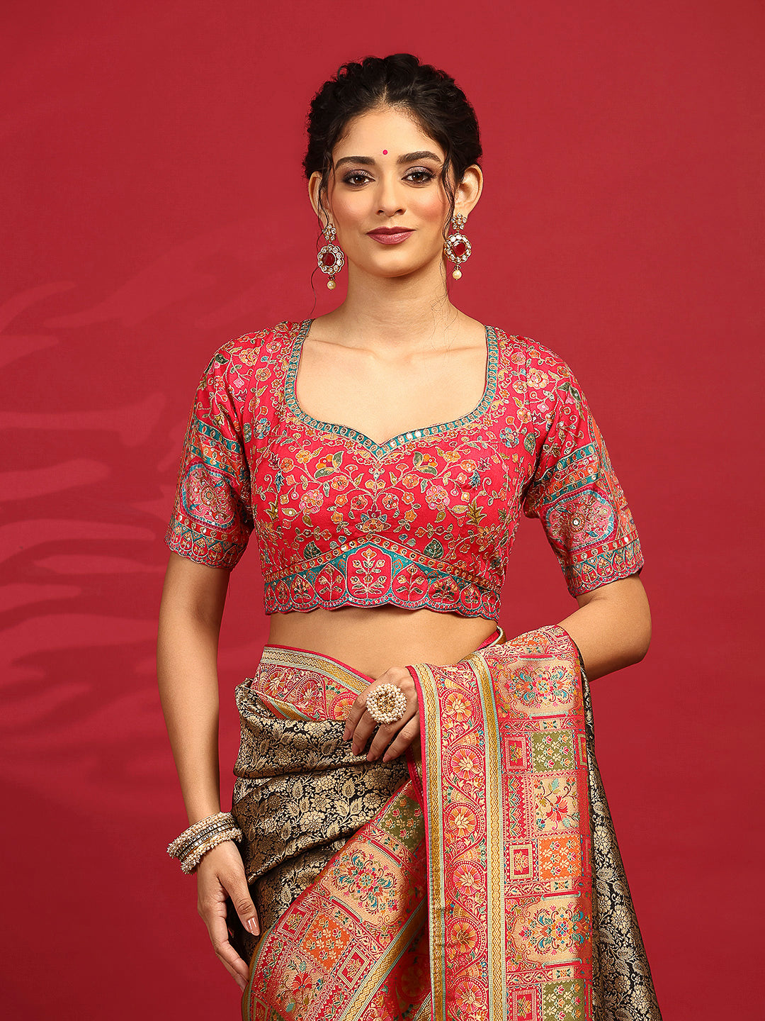 Embroidered Dola Silk Saree