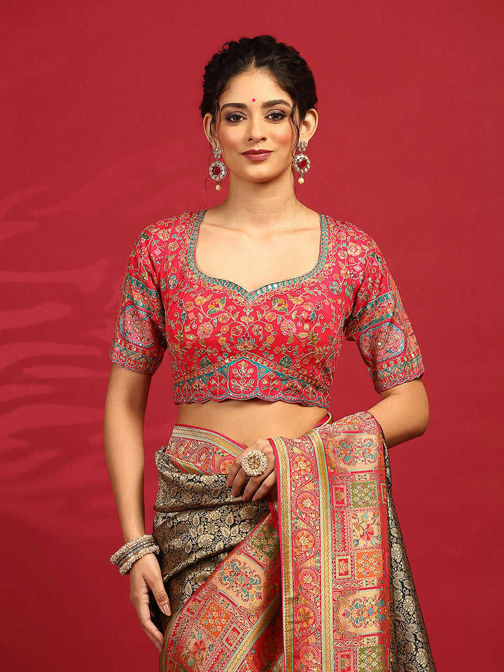 Embroidered Dola Silk Saree