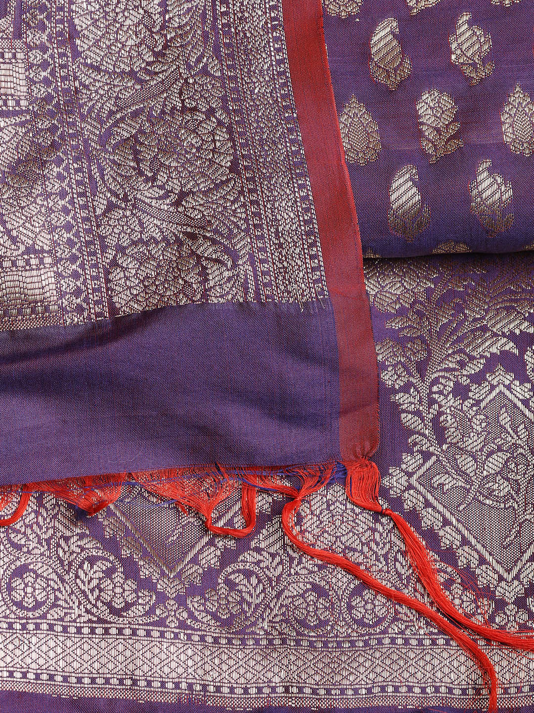 Woven Banarasi Chanderi Unstitched Suit With Dupatta