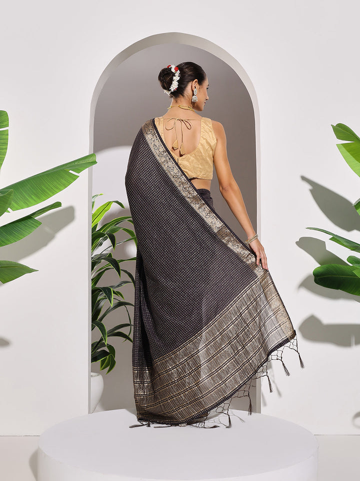 Zaari Jaal Tussar Saree