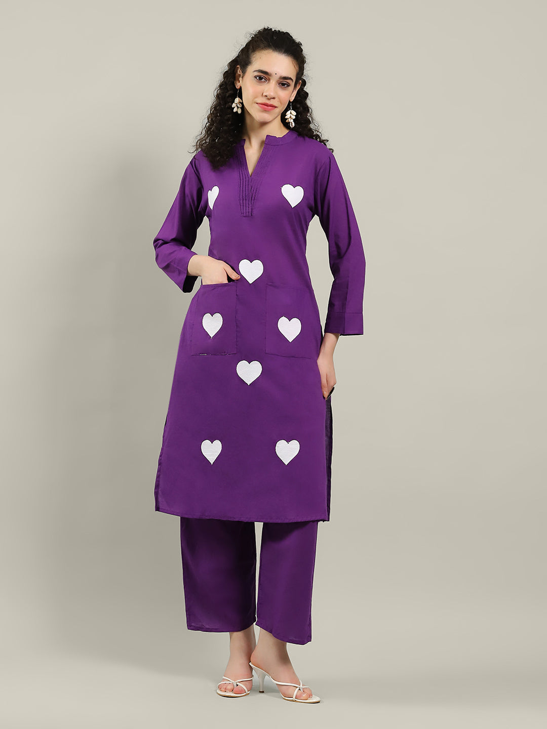 Printed Cotton Blend Kurta With Pants