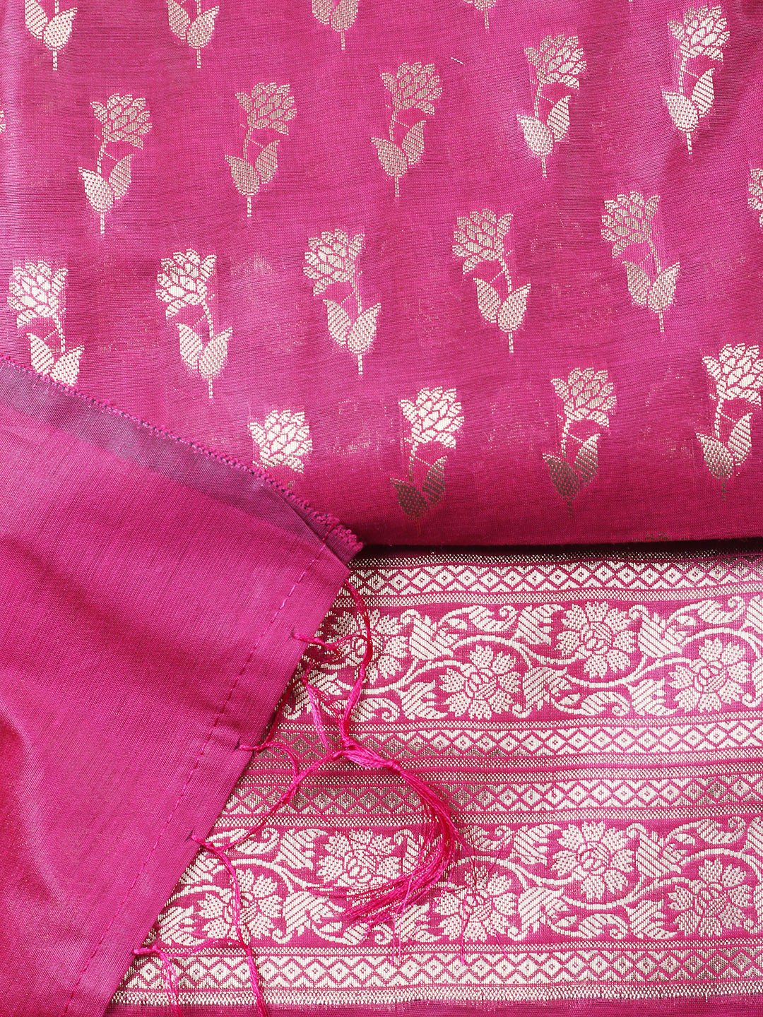 Woven Design Chanderi Unstitched Suit With Pant &amp; Dupatta