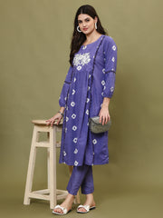 Printed Cotton Blend Kurta With Pants