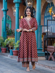 Printed Cotton Kurta With Pants & Dupatta