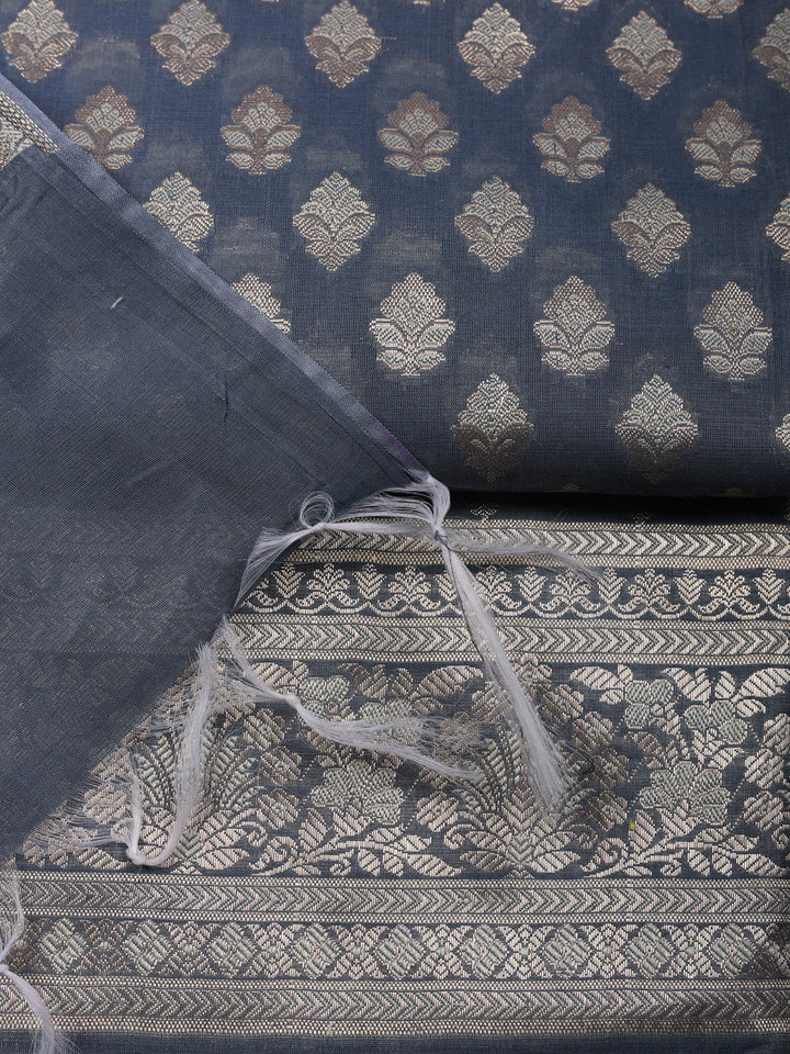 Woven Design Chanderi Unstitched Suit With Pant &amp; Dupatta