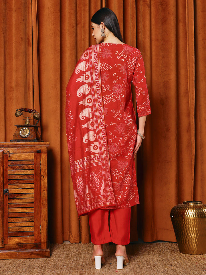 Printed Muslin Kurta With Pants &amp; Dupatta