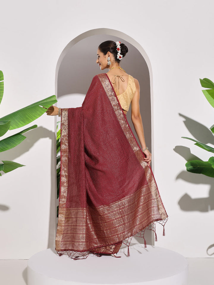 Zaari Jaal Tussar Saree