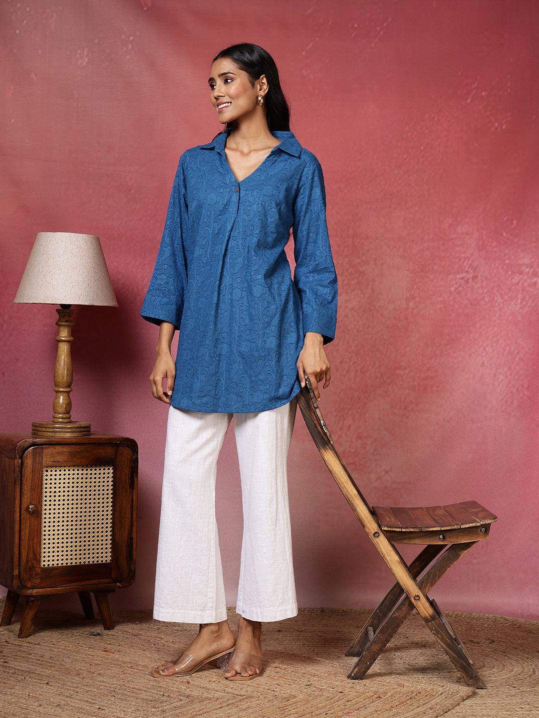 Plain Cotton Blend Kurta