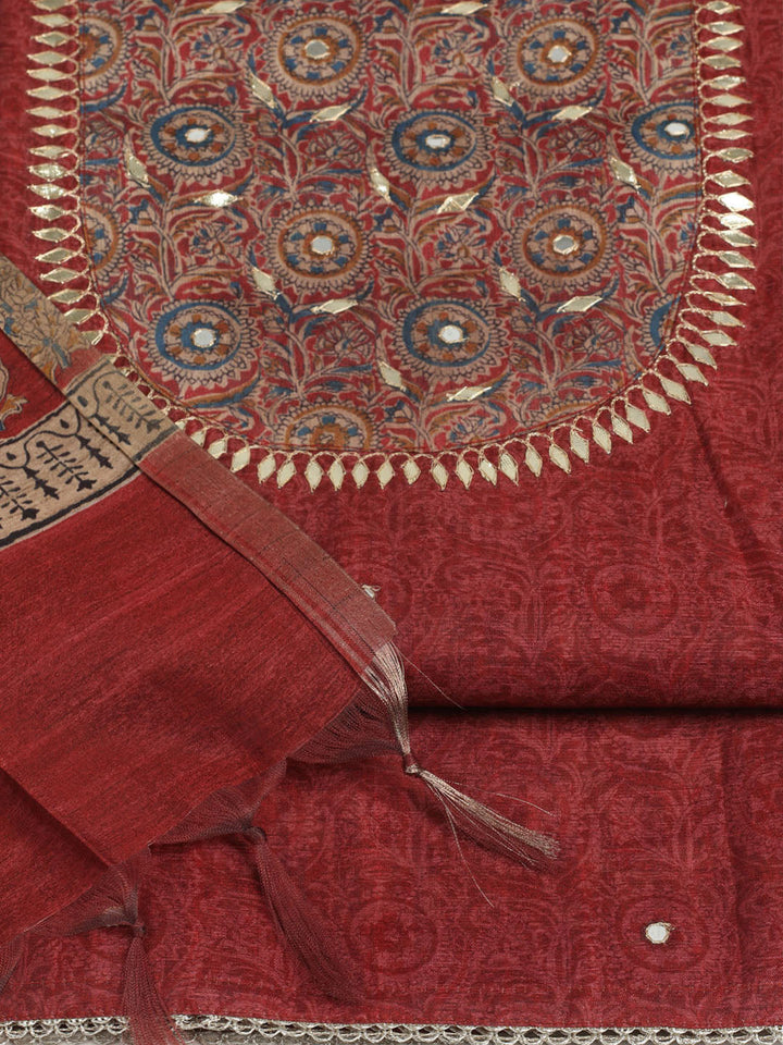 Embroidered Tussar Unstitched Suit With Dupatta