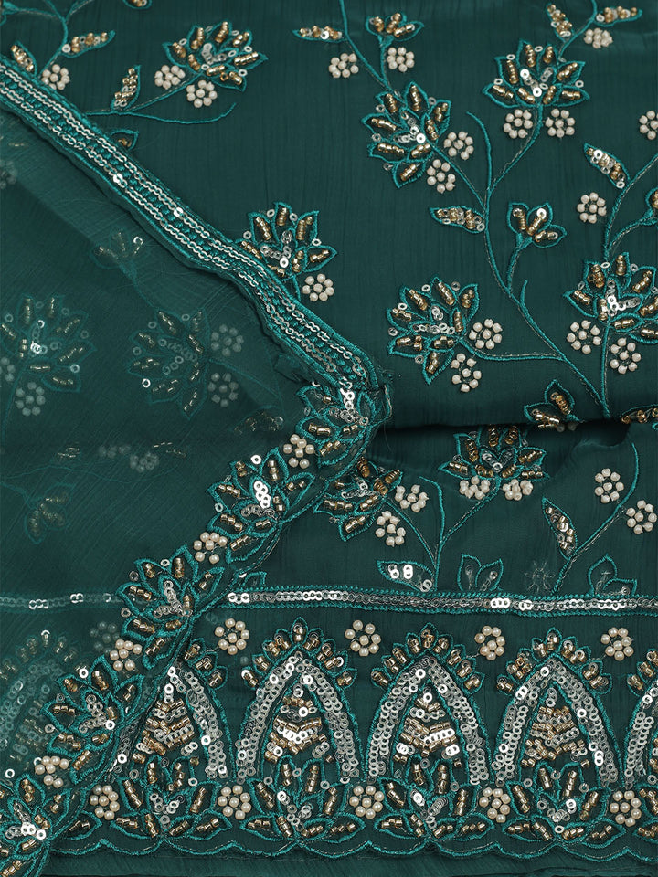 Embroidered Chiffon Unstitched Suit With Dupatta