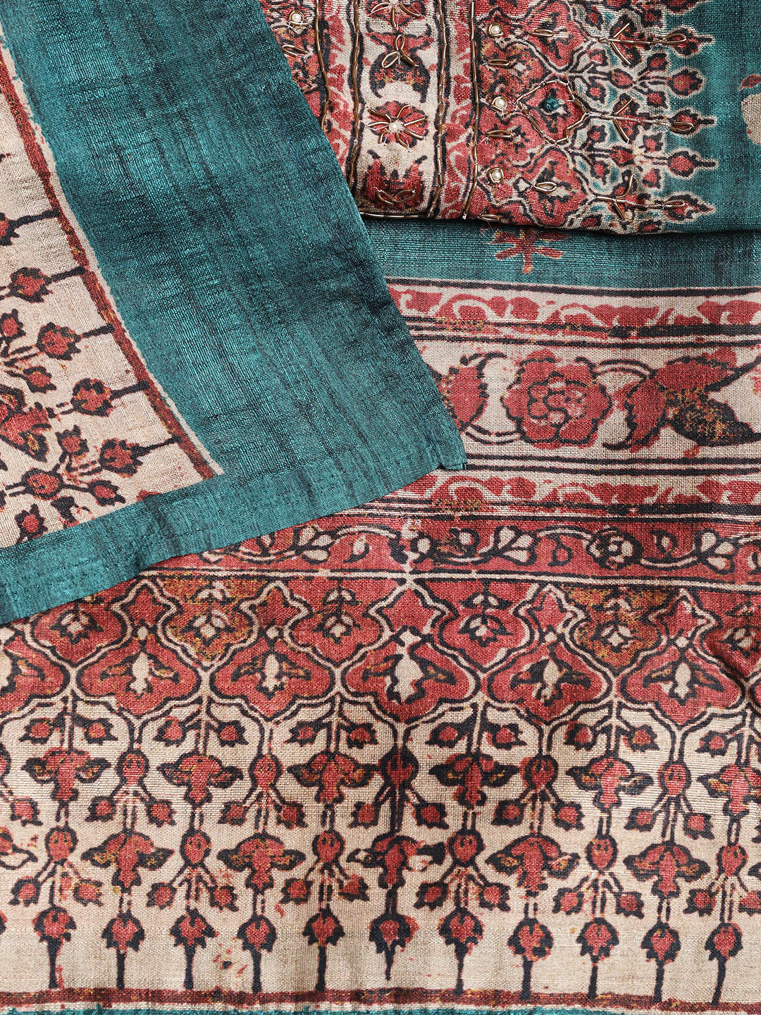 Printed Tussar Unstitched Suit With Dupatta
