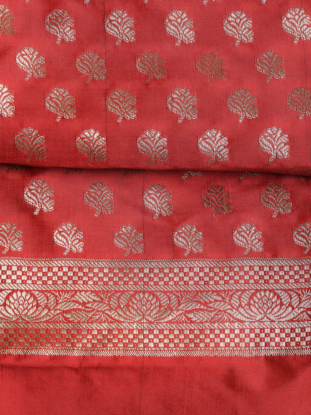 Woven Banarasi Chanderi Unstitched Suit With Dupatta