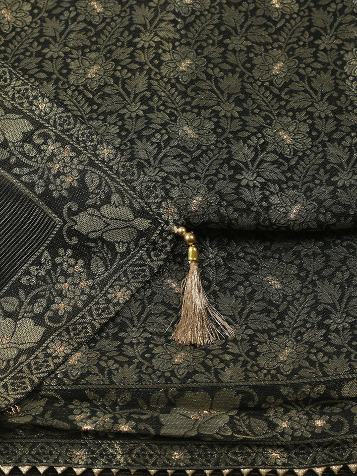 Woven Design Chanderi Unstitched Suit With Pant &amp; Dupatta