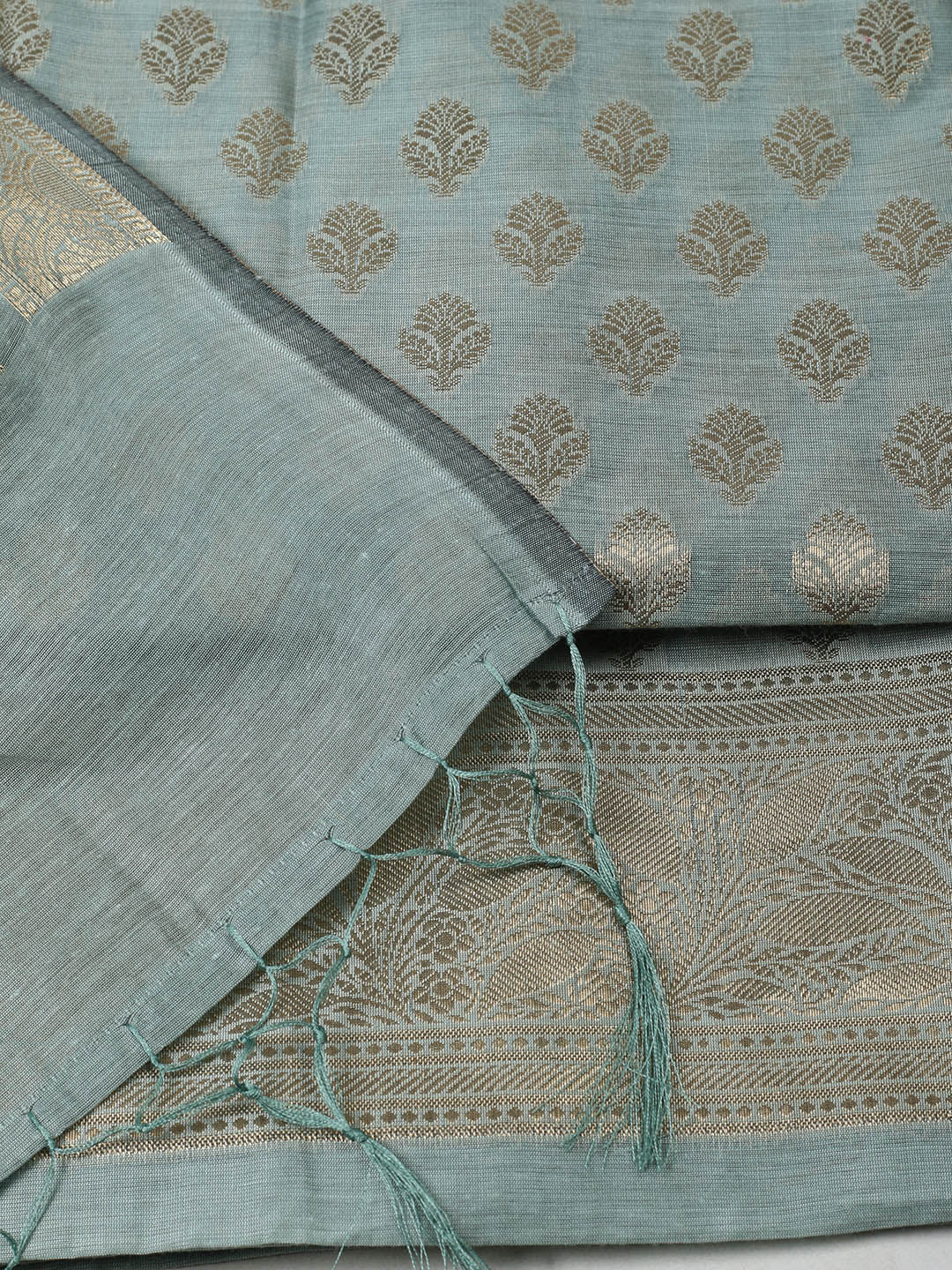 Woven Design Chanderi Unstitched Suit With Pant &amp; Dupatta