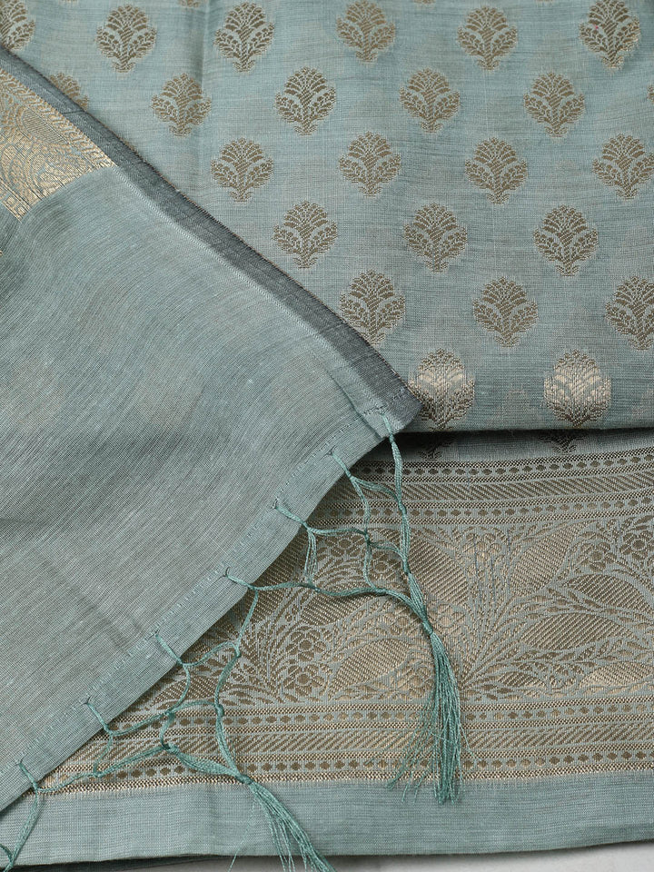 Woven Design Chanderi Unstitched Suit With Pant &amp; Dupatta