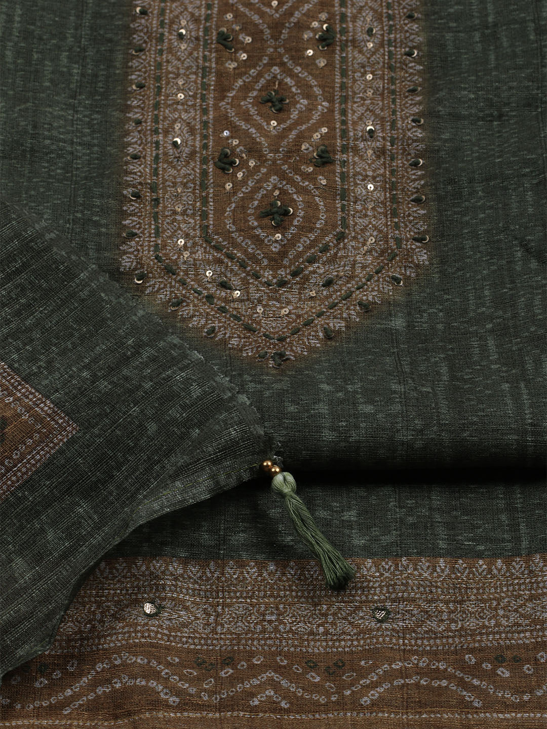 Printed Chanderi Unstitched Suit With Dupatta