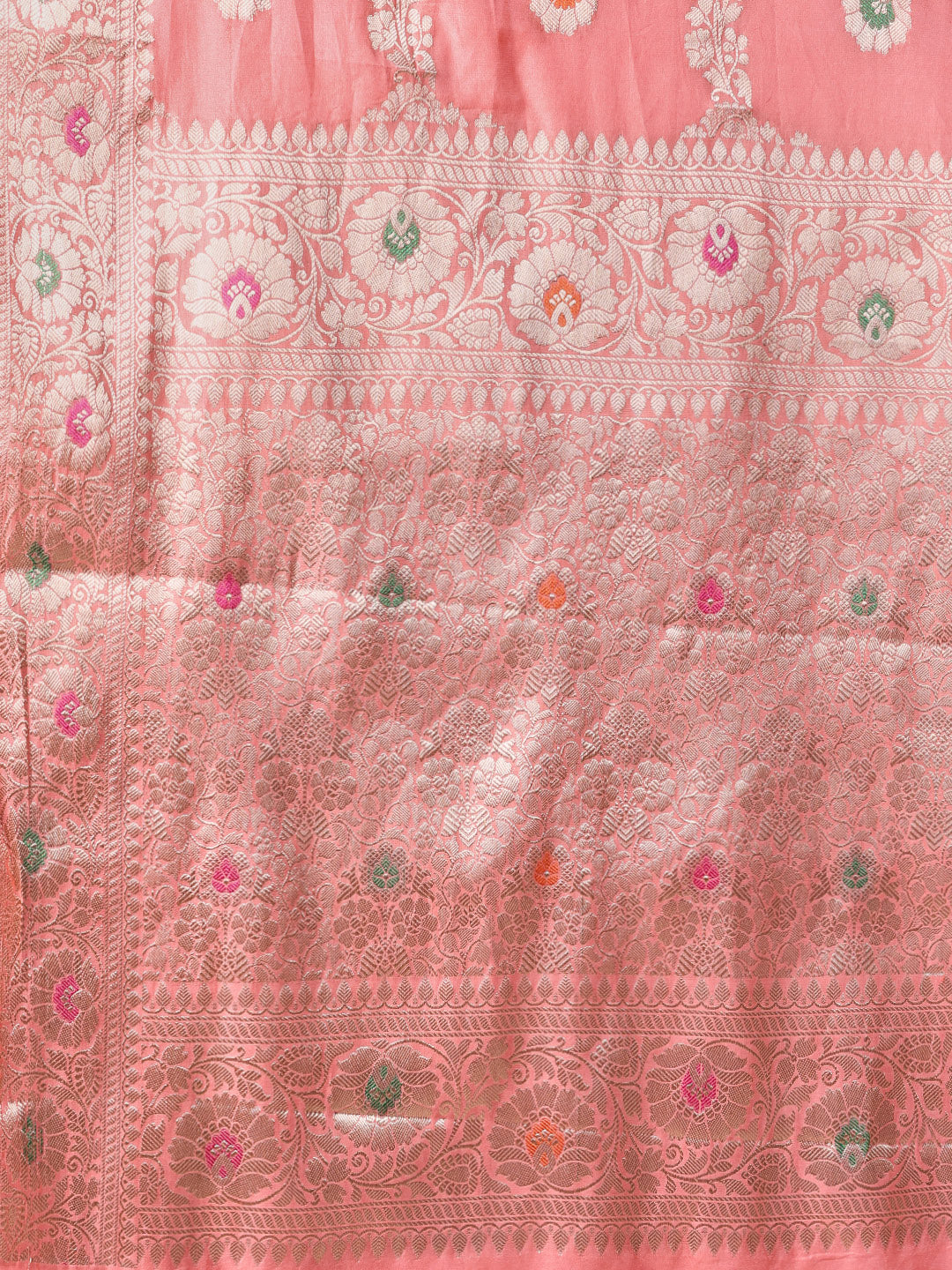 Zari Border Booti Cotton Blend Woven Saree