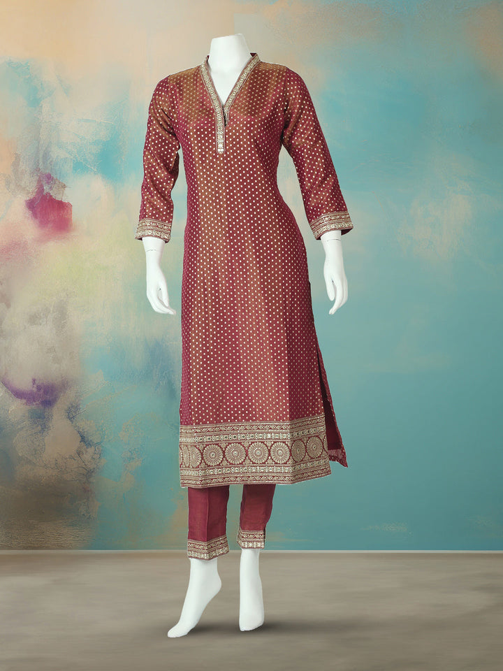 Embroidered Tissue Kurta With Pant &amp; Dupatta