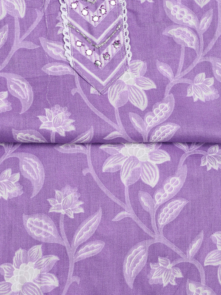 Printed Cotton Blend Unstitched Suit With Dupatta