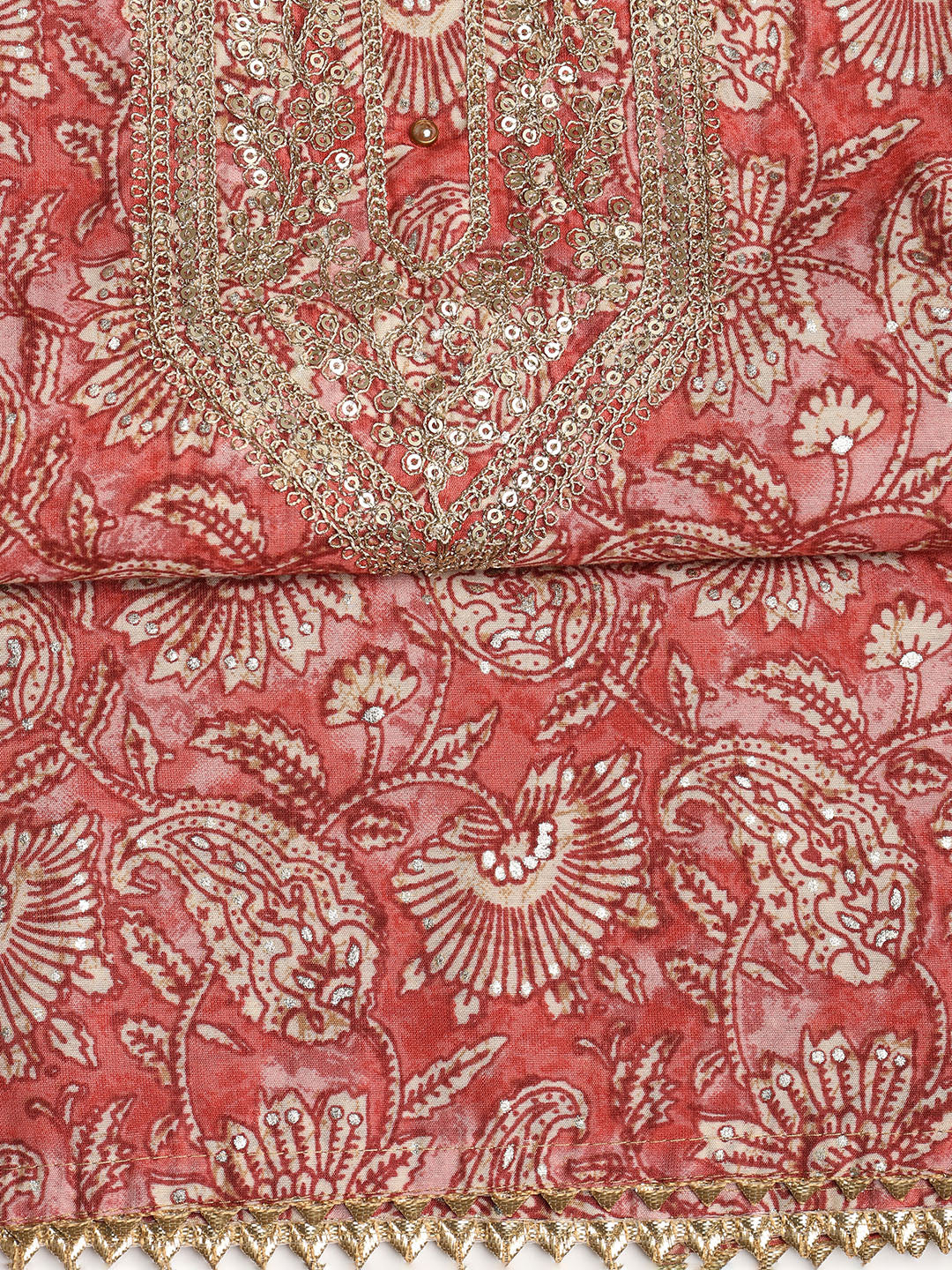 Neck Embroidered Cotton Blend Unstitched Suit With Dupatta