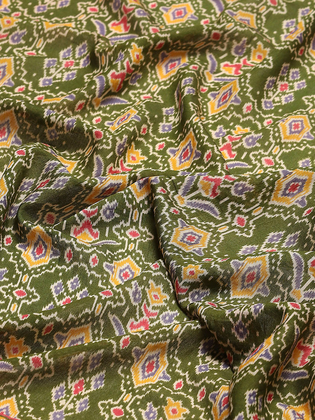 Patola Zari Border Printed Cotton Blend Woven Saree