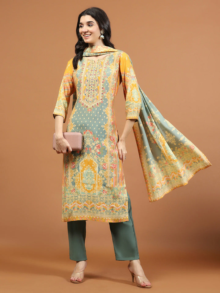 Printed Muslin Kurta With Pants &amp; Dupatta
