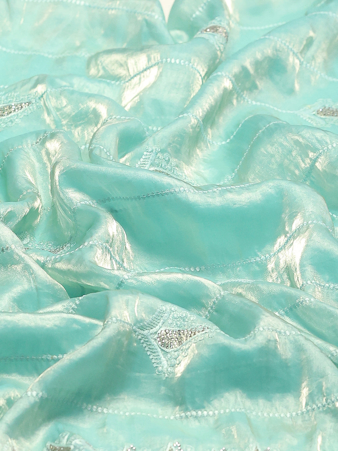 Zari Border Booti Organza Saree