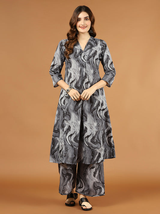 Printed Cotton Kurta With Palazzo