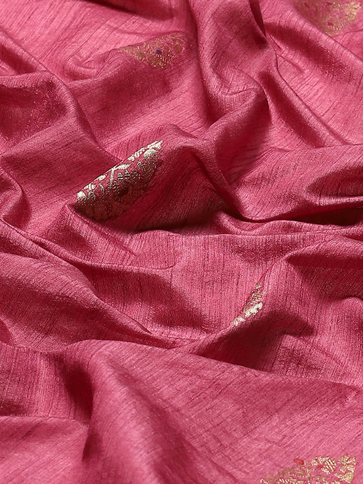 Zari Border Booti Art Silk Woven Saree