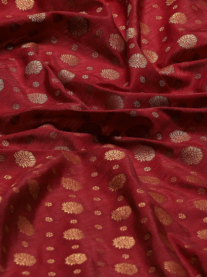 Zari Border Booti Art Silk Woven Saree