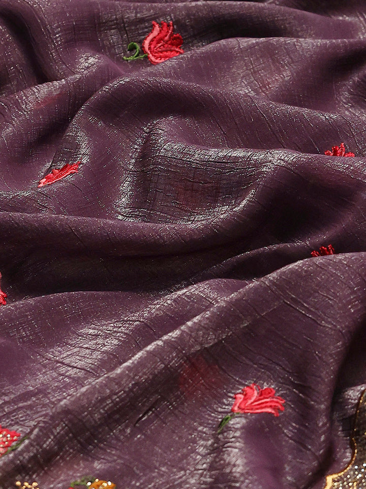 Embroidery Border Organza Saree