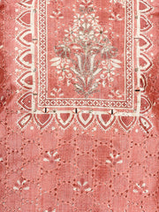 Schiffli Printed Tussar Unstitched Suit Piece With Dupatta