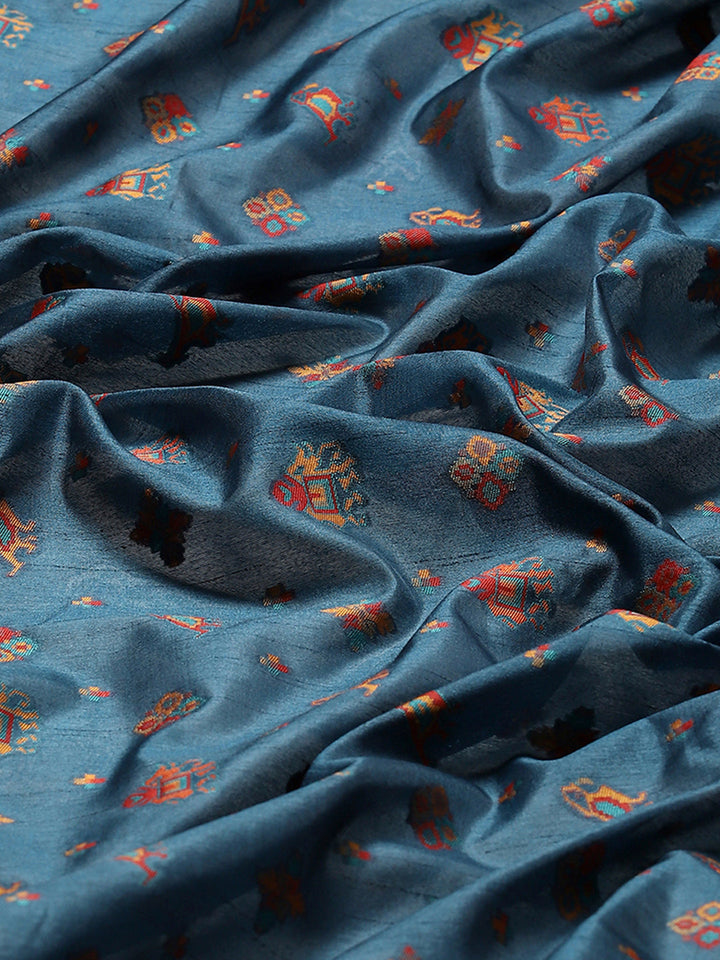 Zari Border Booti Art Silk Woven Saree