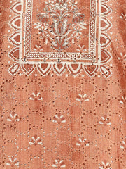 Schiffli Printed Tussar Unstitched Suit Piece With Dupatta