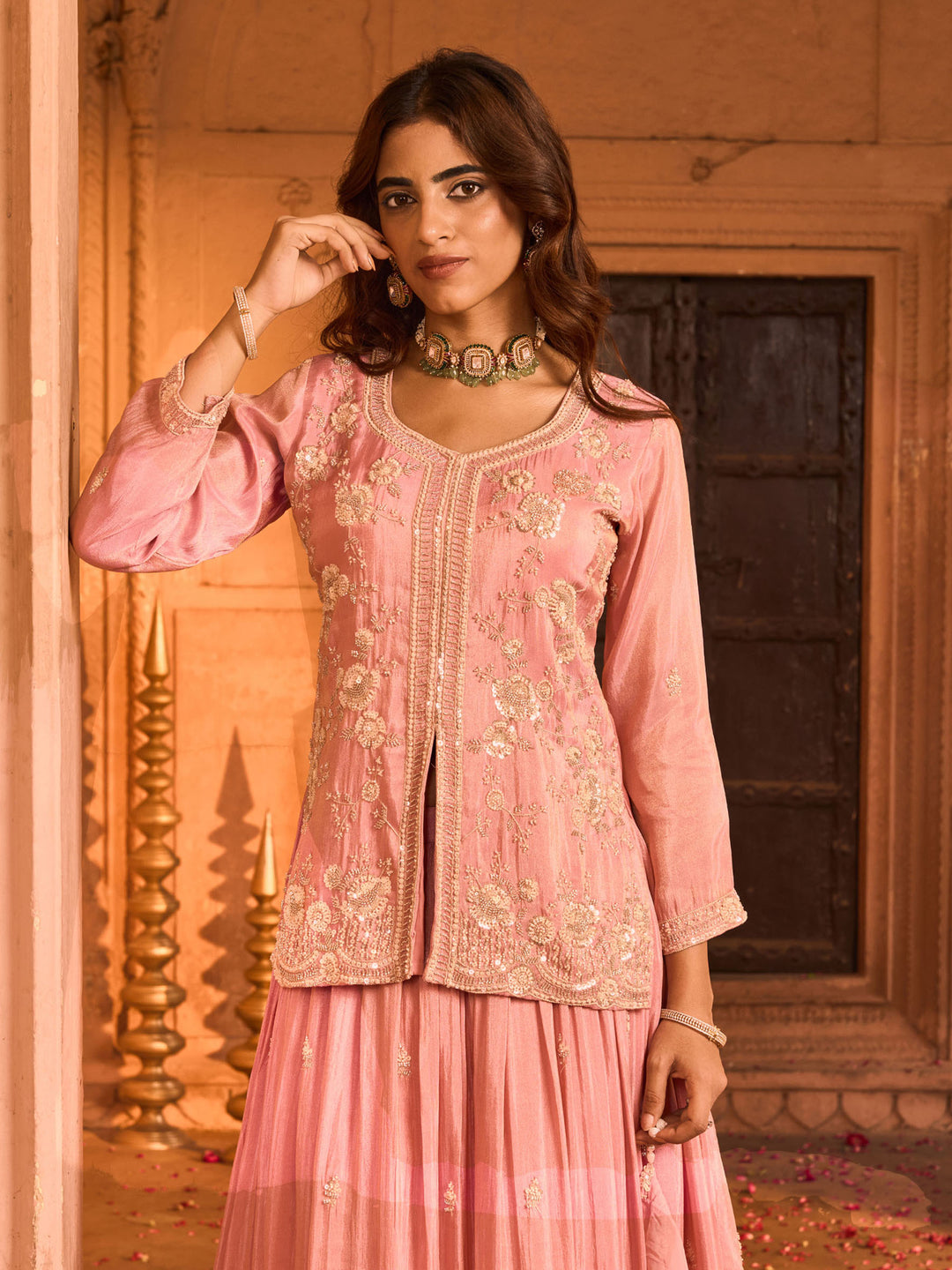Pink Choli With Lehenga &amp; Dupatta