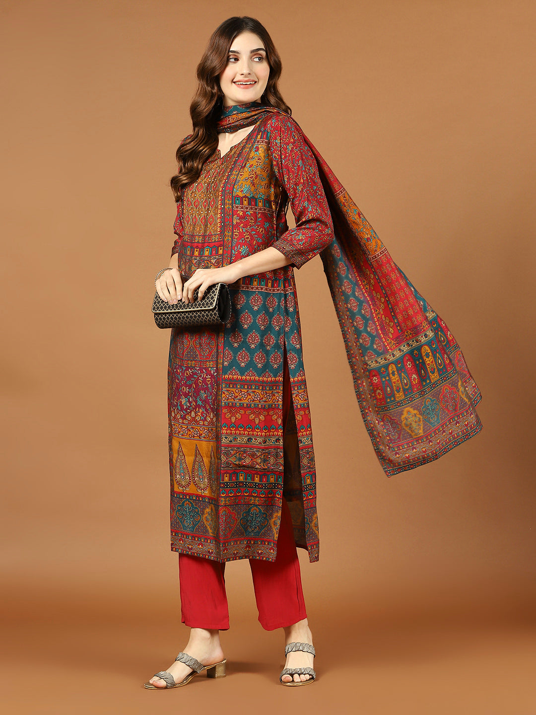 Digital Print Muslin Kurta With Pant &amp; Dupatta
