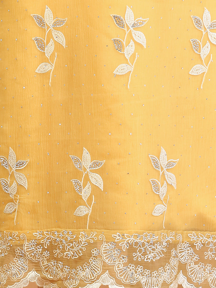 Sequins Embroidery Chinon Unstitched Suit Piece With Dupatta