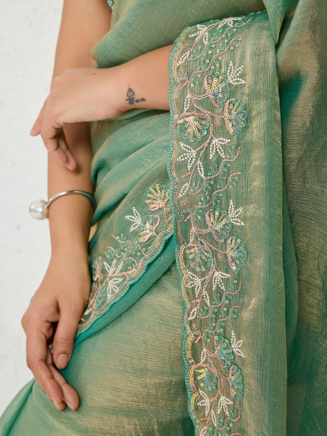 Embroidered Chiffon Saree