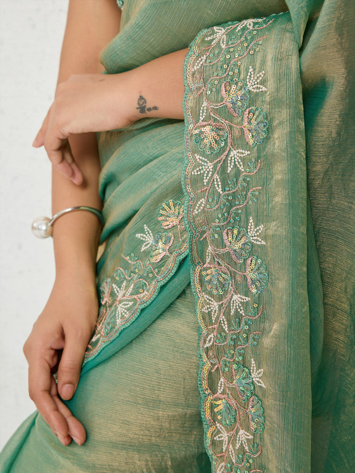 Embroidered Chiffon Saree