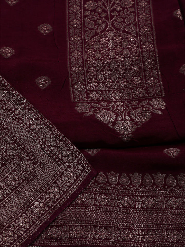 Woven Design Chanderi Unstitched Suit With Dupatta