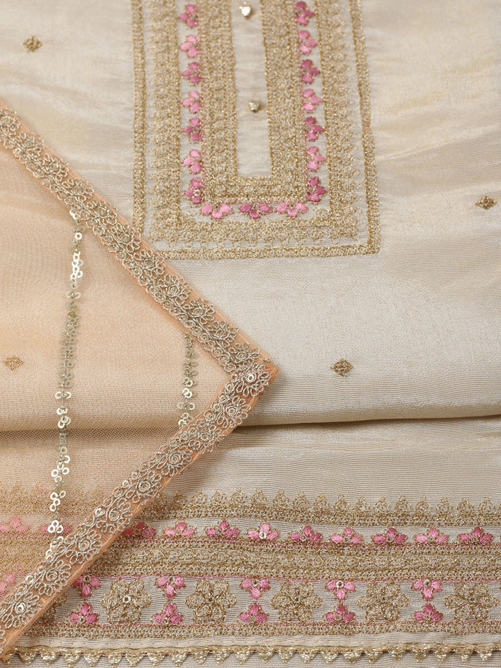 Neck Embroidery Tissue Unstitched Suit With Dupatta