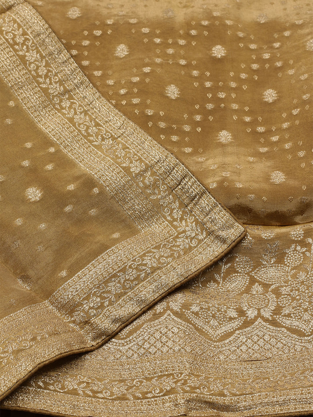 Embroidered Art Silk Unstitched Suit Piece With Dupatta