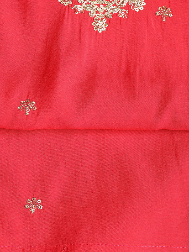 Neck Embroidered Chanderi Unstitched Suit With Dupatta