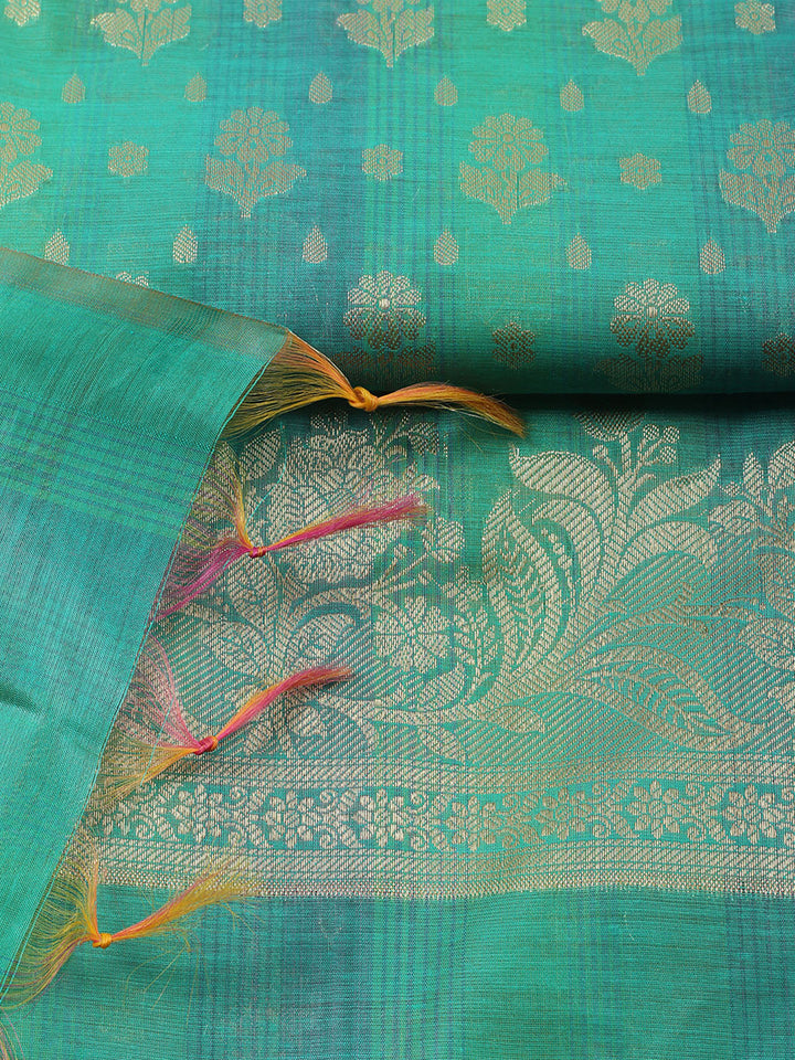 Woven Design Chanderi Unstitched Suit With Pant &amp; Dupatta