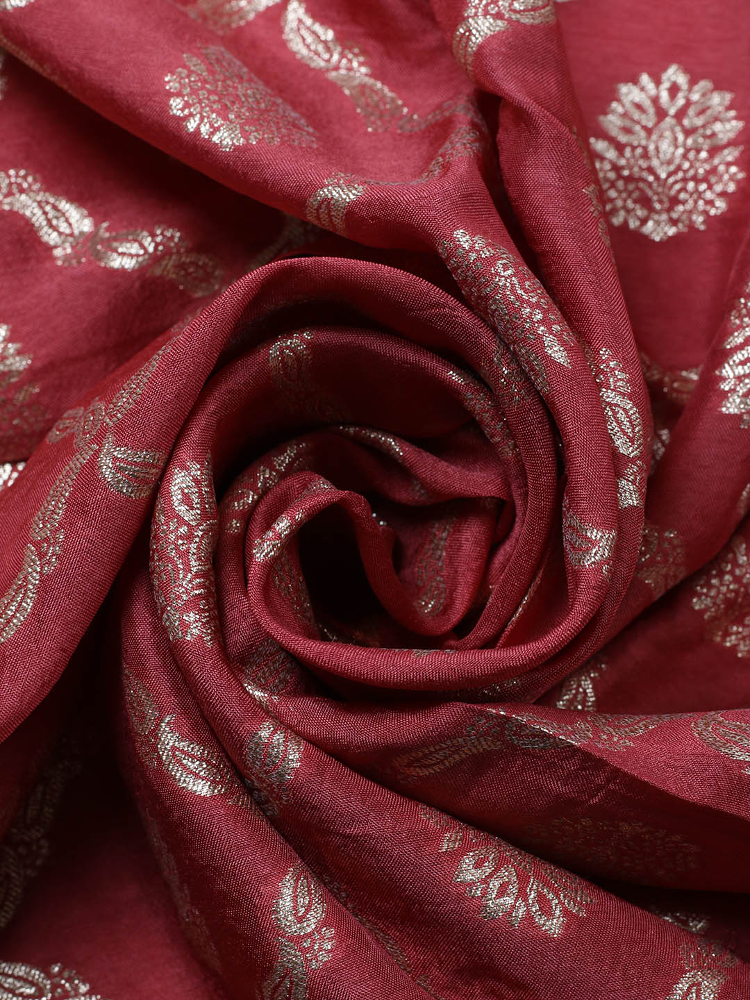 Embroidered Chanderi Unstitched Suit With Pant &amp; Dupatta