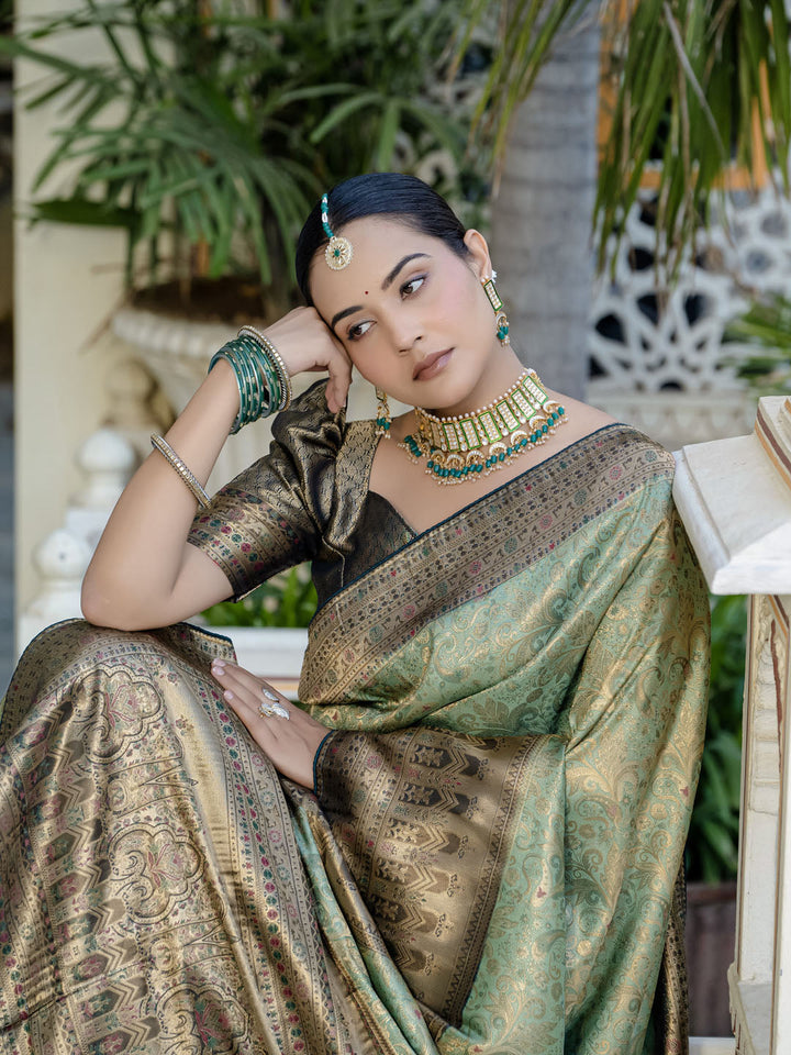 Woven Design Meenakari Kanjivaram Silk Saree
