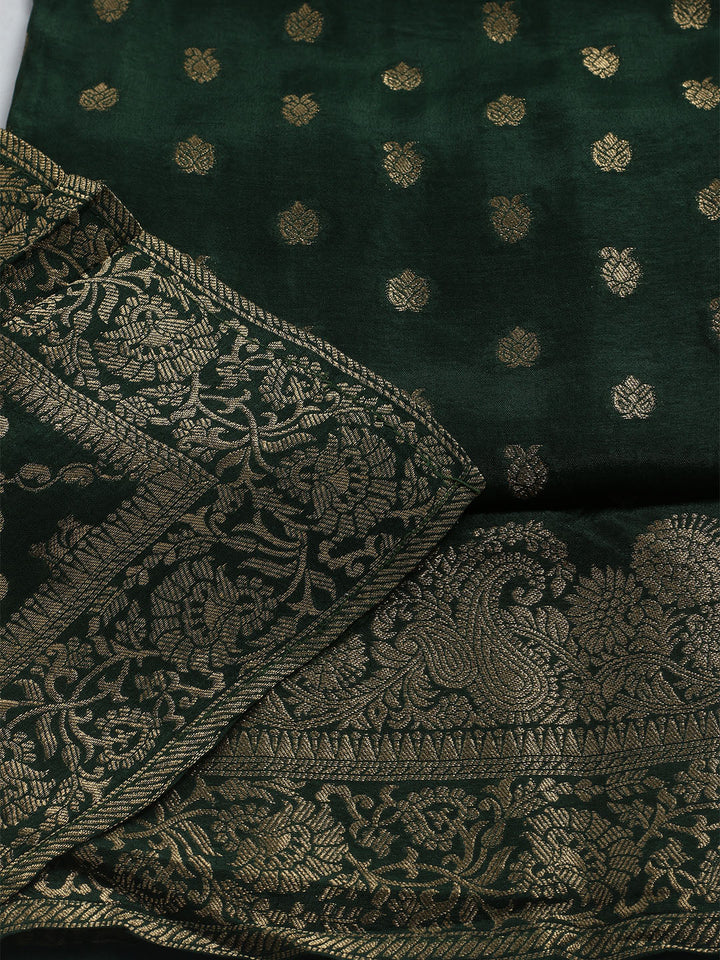 Woven Design Chanderi Unstitched Suit With Dupatta