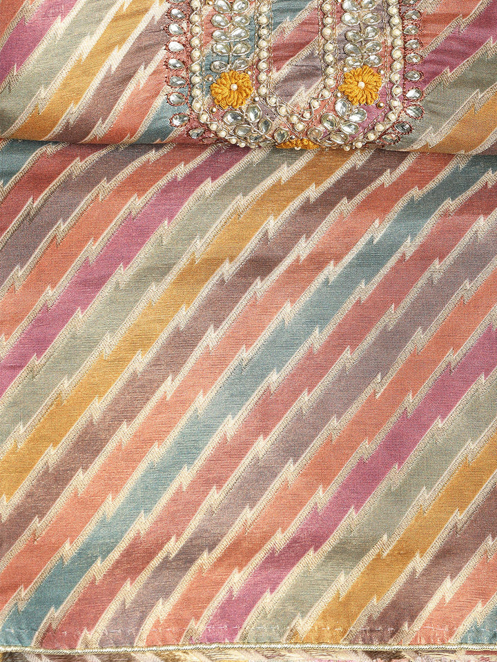 Embroidered Tissue Unstitched Suit With Dupatta