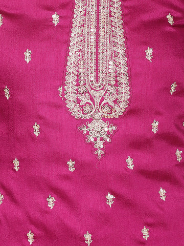 Zari Embroidered Chanderi Unstitched Suit Piece With Dupatta