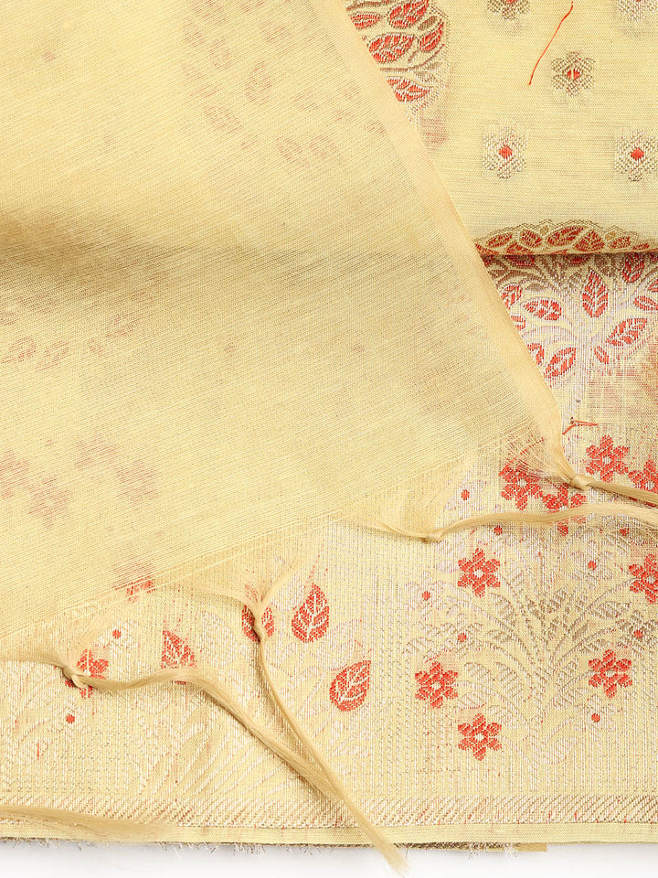 Woven Banarasi Chanderi Unstitched Suit With Dupatta